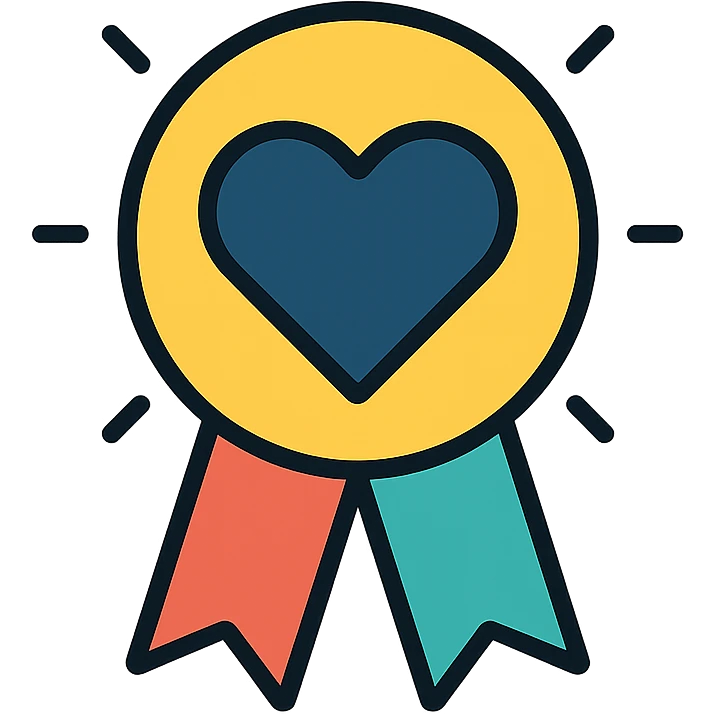 vector icon of a fan favorite with gold and colorful elements, elegant and minimalist flat design, award badge style, 2D flat vector, trending icon look, soft shadows, no text, isolated on white background, perfect for commercial use emoji