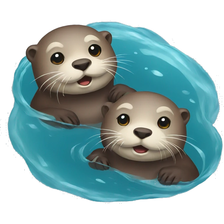 two otters floating in water emoji