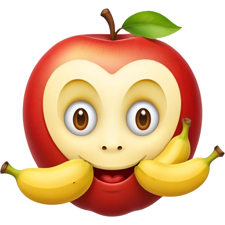happy face with apples for eyes and banana for mouth emoji
