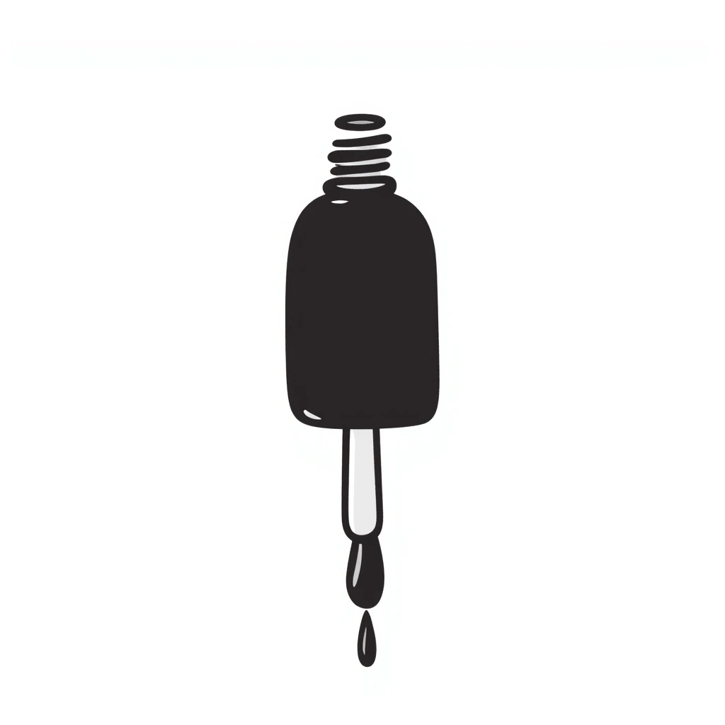 nail polish bottle with brush in pastel colors dd9fb0 ffc6d3 a3bfc9 c4bee2 f1b091, hand-drawn doodle style emoji