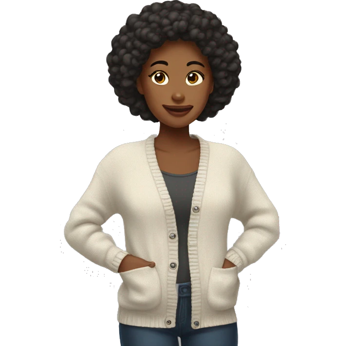 Girl cozy witb cardigan  emoji