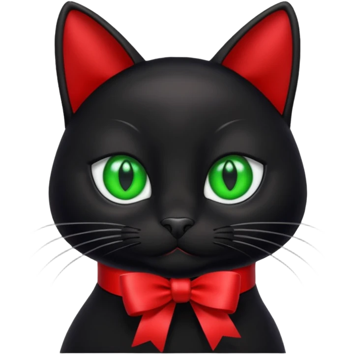 Black cat with red 🎀 emoji emoji