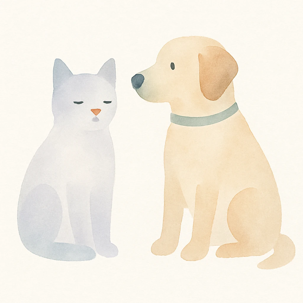 cat and dog in watercolor art style emoji