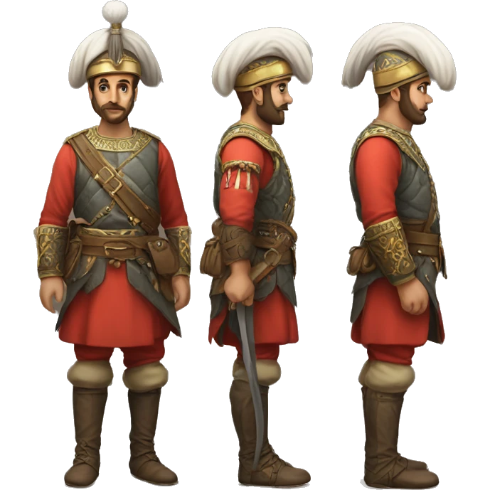 A full-length serious ottoman janissary emoji