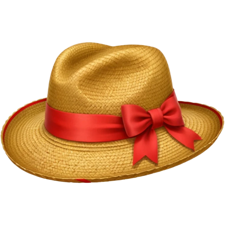 Chapeau de paille avec ruban rouge emoji