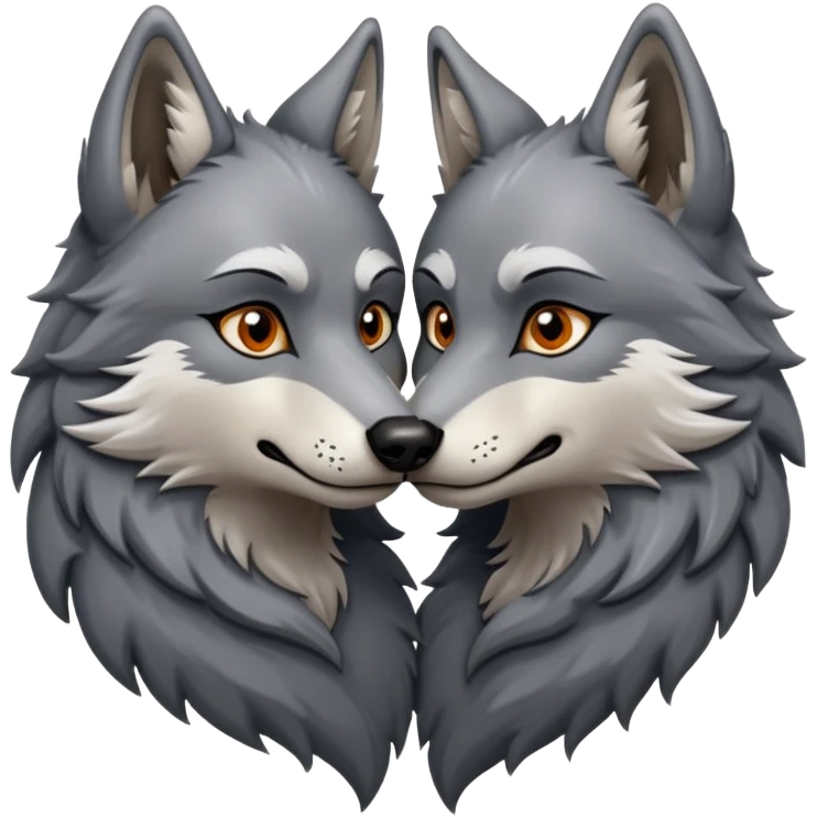 anthropomorphic male wolfs kissing  emoji
