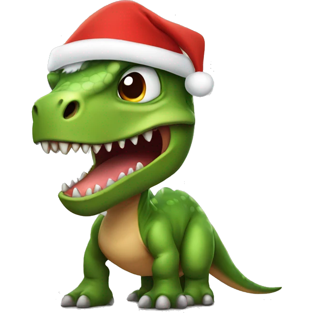 Dinosaur with santa hat emoji