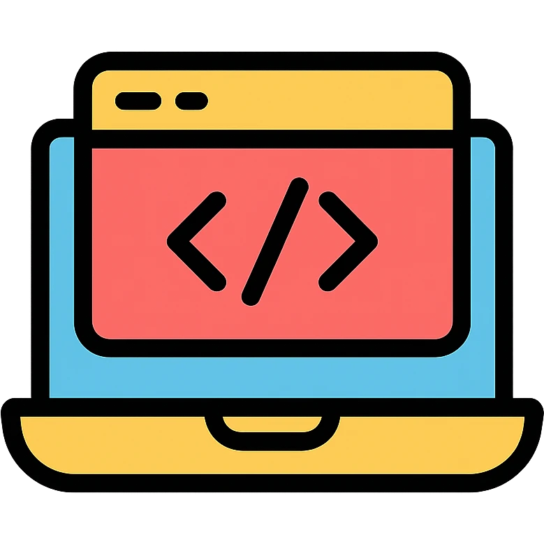 color outline icon of software, computer with code window emoji