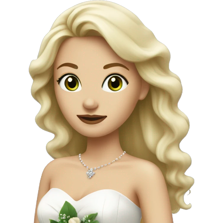 A blonde woman with green in wedding dress  emoji