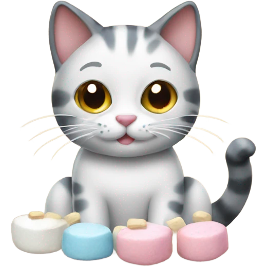 Cat with marshmallows  emoji
