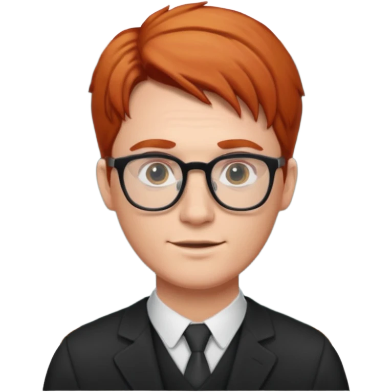 redhead male teacher with middle parted hair and glasses, young emoji