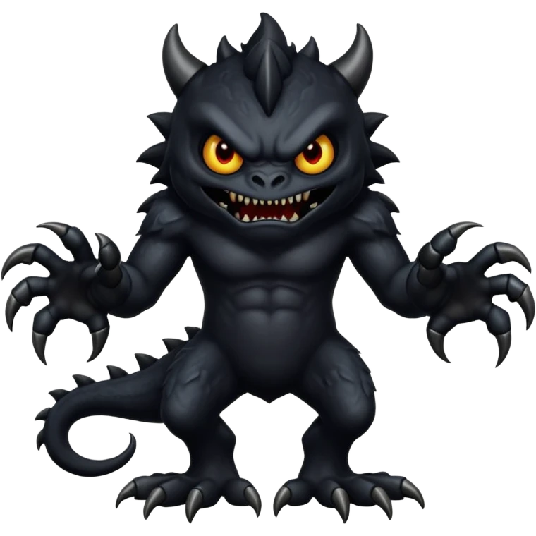 Scary, black monster with feet and arm emoji