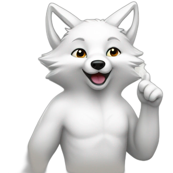 White fox with big thumb up emoji