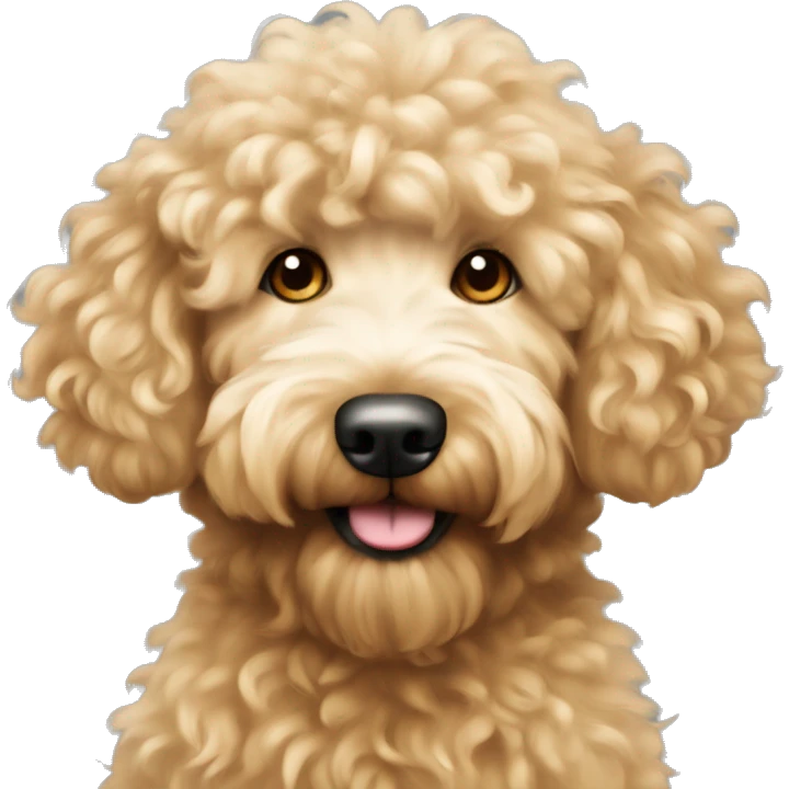 Golden doodle with very fluffy fur curly hair emoji