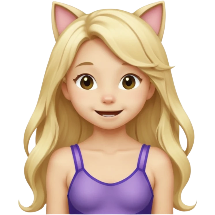 petite blonde catgirl long hair giggling leotard emoji