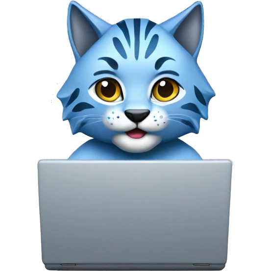 A blue lynx with a laptop emoji