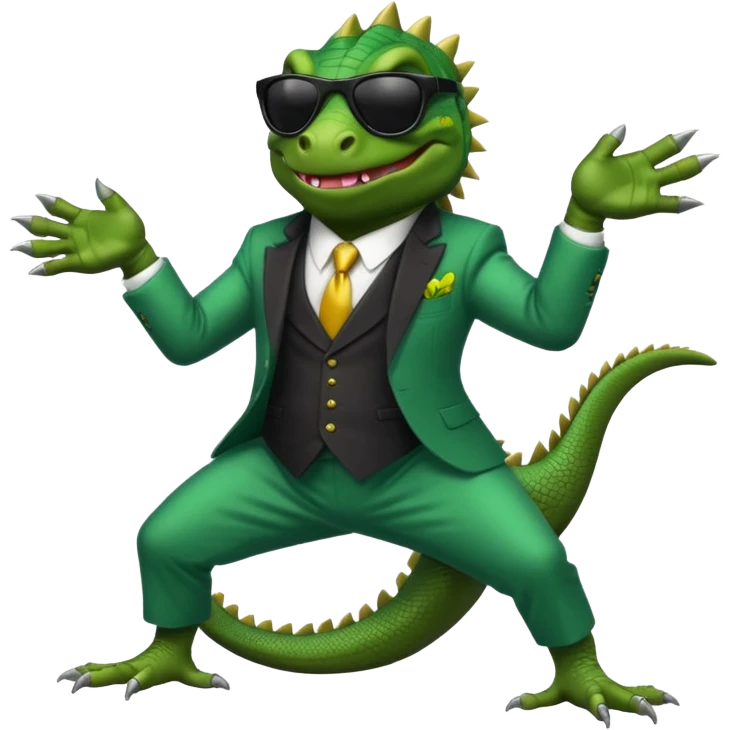 capitalist iguana banker godfather with black sunglasses breakdance no problem emoji