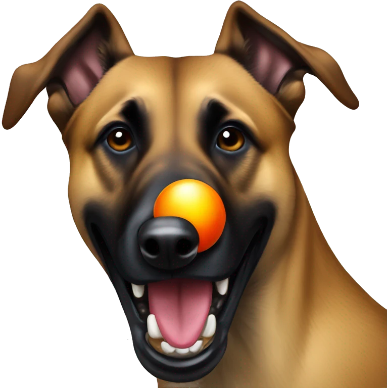 Belgian malinois with ball in mouth emoji