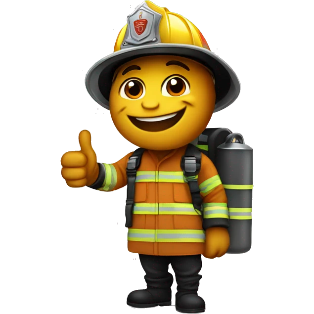 Roach thumbs up wearing firefighter gear emoji