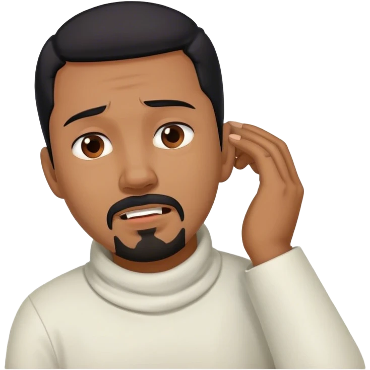 Man with black hair and goatee holding neck in pain emoji