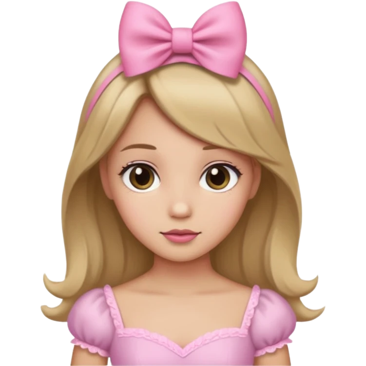 Princesa con cabello tipo 2b rubia oscura y moñito rosado emoji