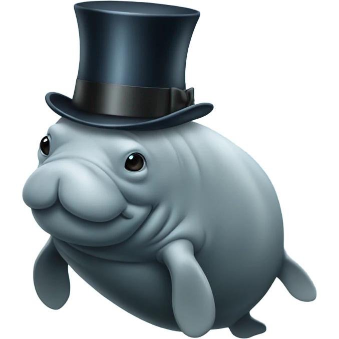Manatee with top hat emoji