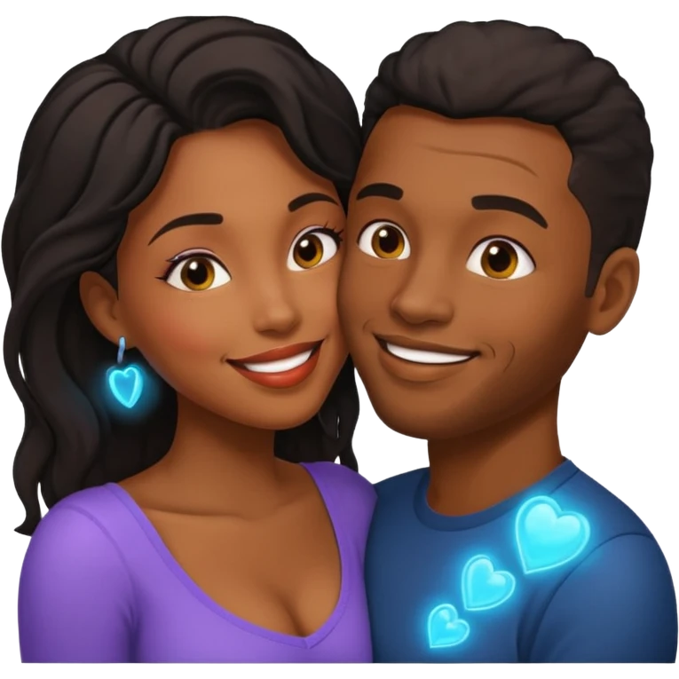 Black couple kissing emoji