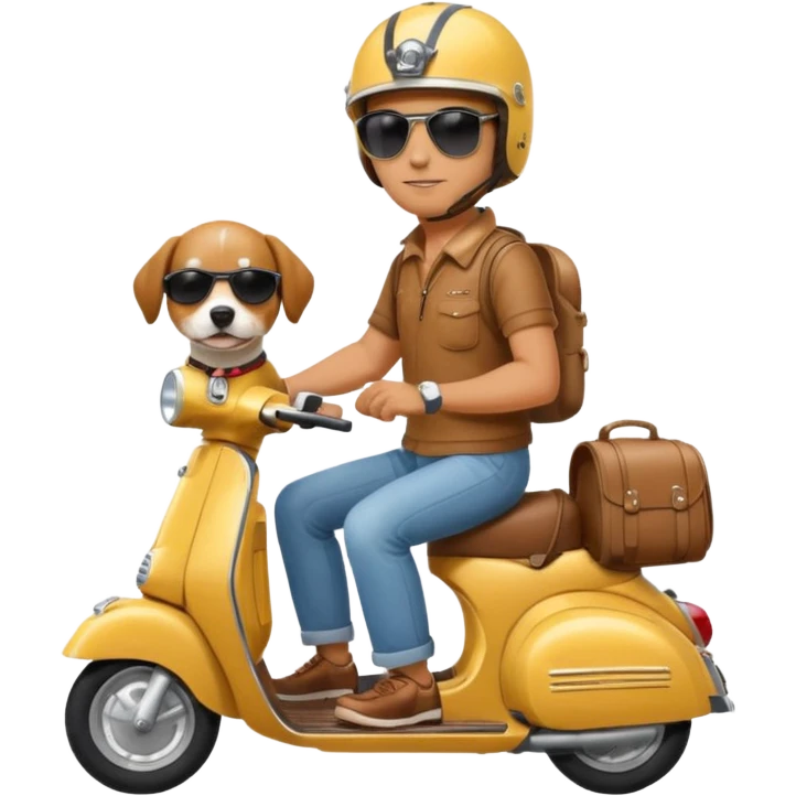 man and his pet dog riding a vespa emoji
