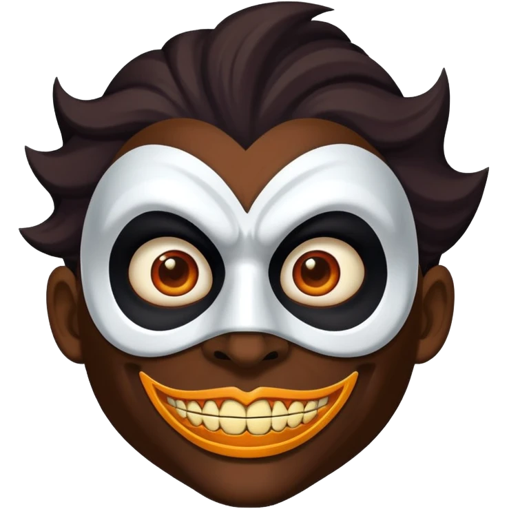 dark skinned tanned man wearing scary mask emoji