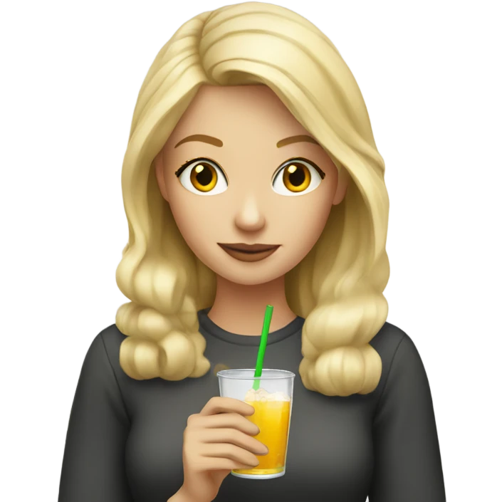 Blonde girl with a drink emoji