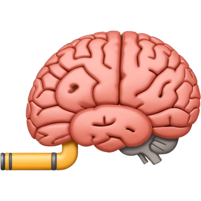 A simple emoji of a human brain with a horizontal loading bar underneath, partially filled, flat emoji style, bold outline, minimal details emoji