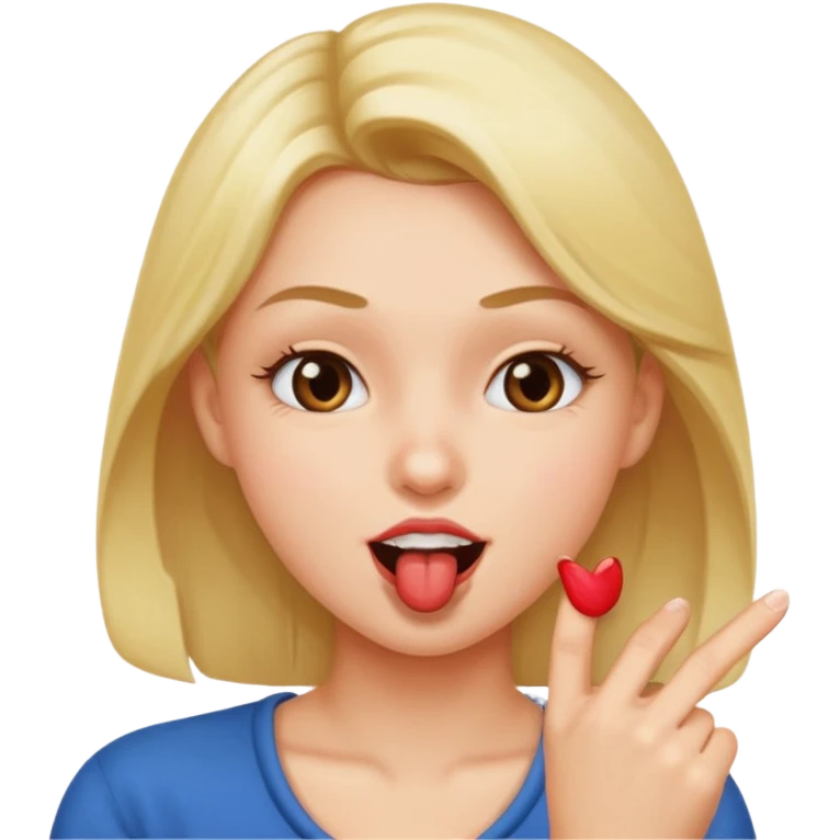 Finger biting flirty face emoji