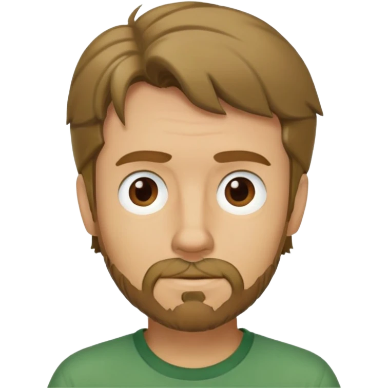 shaggy rogers caucasian man, dark blonde, goatee, brown eyes, green shirt from scooby doo emoji