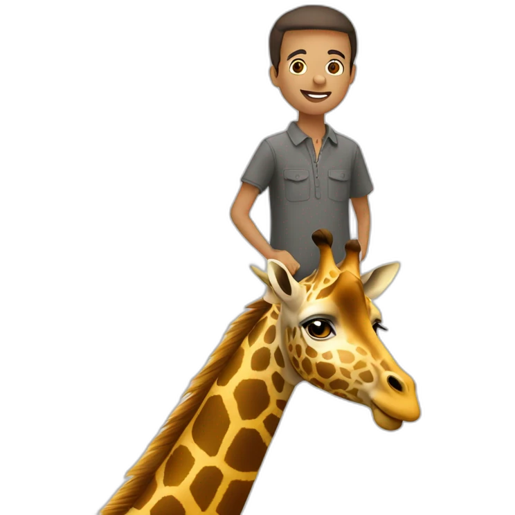 Olivier Babando sur une girafe emoji