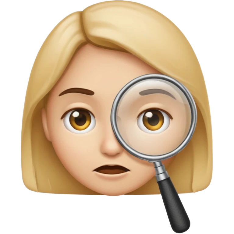 emoji with magnifying glass and black background with serious face emoji