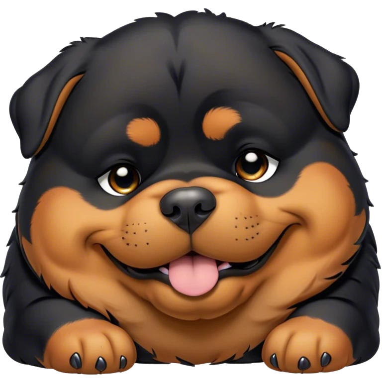 Cinematic Meme-Worthy Chubby Sleeping Rottweiler Portrait Emoji, Head resting peacefully with a contented smile, featuring a delightfully chubby build and a luxuriously soft black and tan fur, eyes shut in a serene nap, Simplified yet hilariously adorable features, highly detailed, glowing with a soft, drowsy light, high shine, relaxed and utterly lovable, stylized with an air of playful laziness, bright and endearing, soft glowing outline, capturing the essence of a comically sleepy guardian, so meme-worthy it feels like it could instantly become the next viral sensation of adorable slumber! emoji