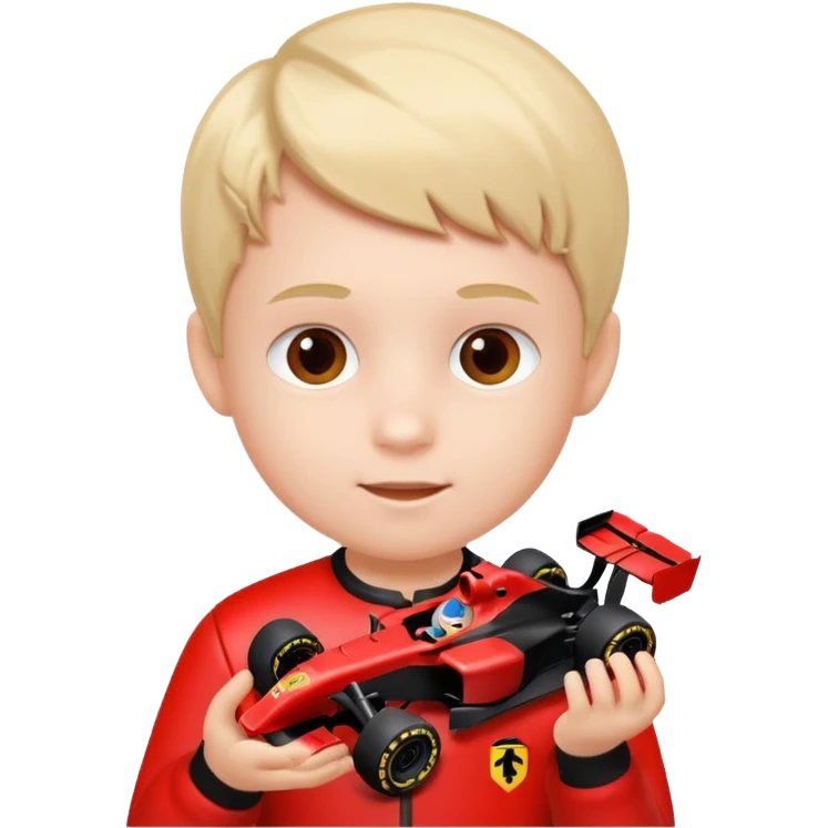kid playing formula 1 toy emoji