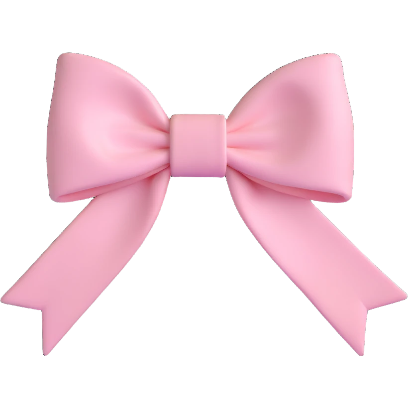 3D emoji style bow, pastel pink, soft and plush emoji