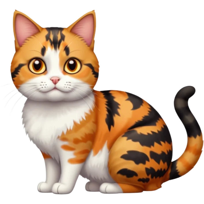 full body calico tabby cat with tiny head and fat body emoji