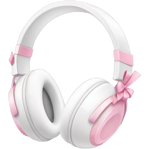white headphones with baby pink bows emoji