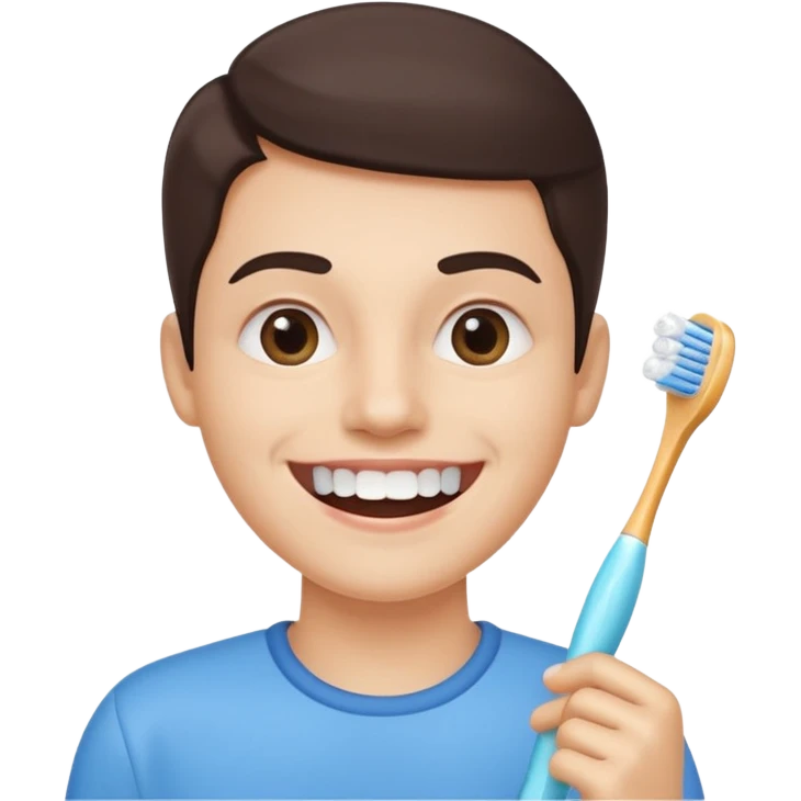 toothbrush next to a bright smile emoji