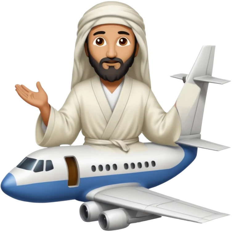 Osama bin Ladin standing on top of a plane emoji