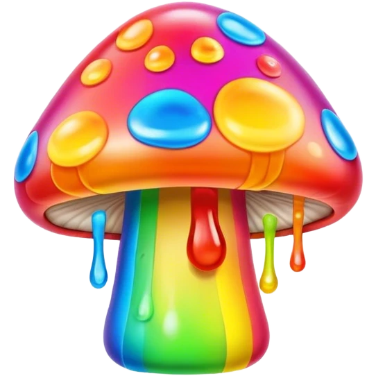 gummy neon rainbow melting mushroom  emoji