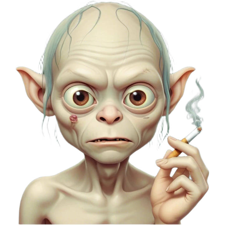Gollum holding a cigarette emoji