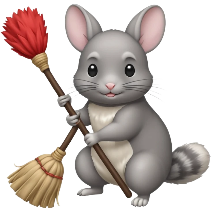 Chinchilla riding a broom emoji