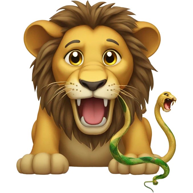 Lion with a snake tail crying emoji