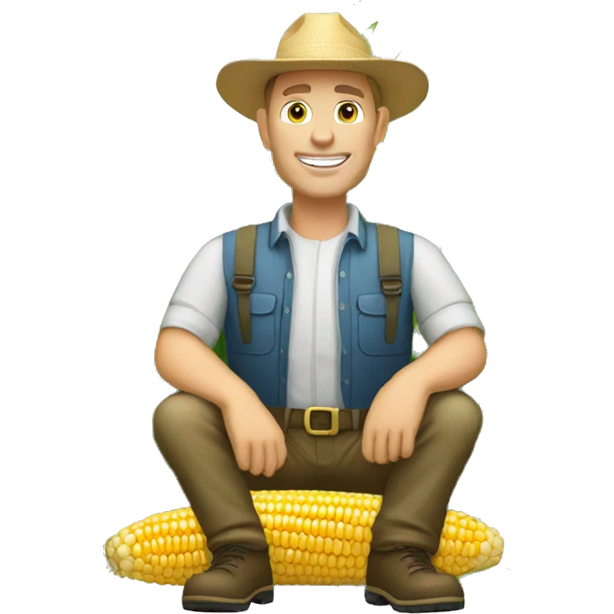 White Farmer Corn productor  emoji