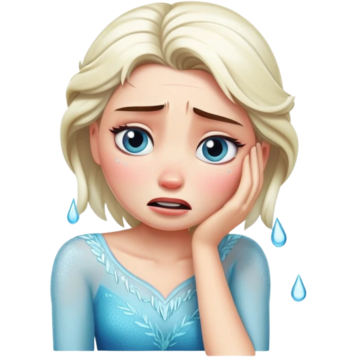 Elsa crying because she hurt her knee emoji