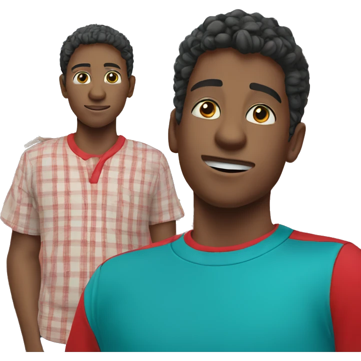 three boys in red shirts emoji