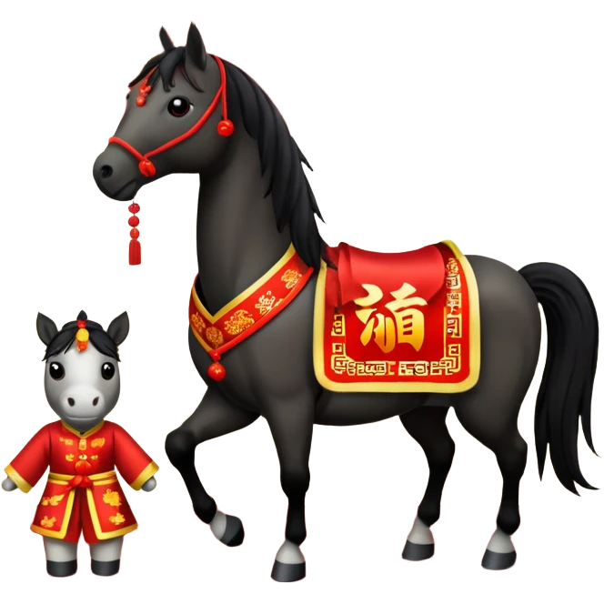 Chinese new year 马，我要有新年气氛的… 背景可以加屋子等吗… 可以加 新年快乐 2026 字眼吗 emoji